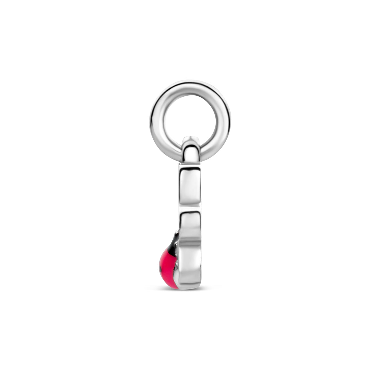 Hanger bloem en lieveheersbeestje zilver gerhodineerd 9,5 mm