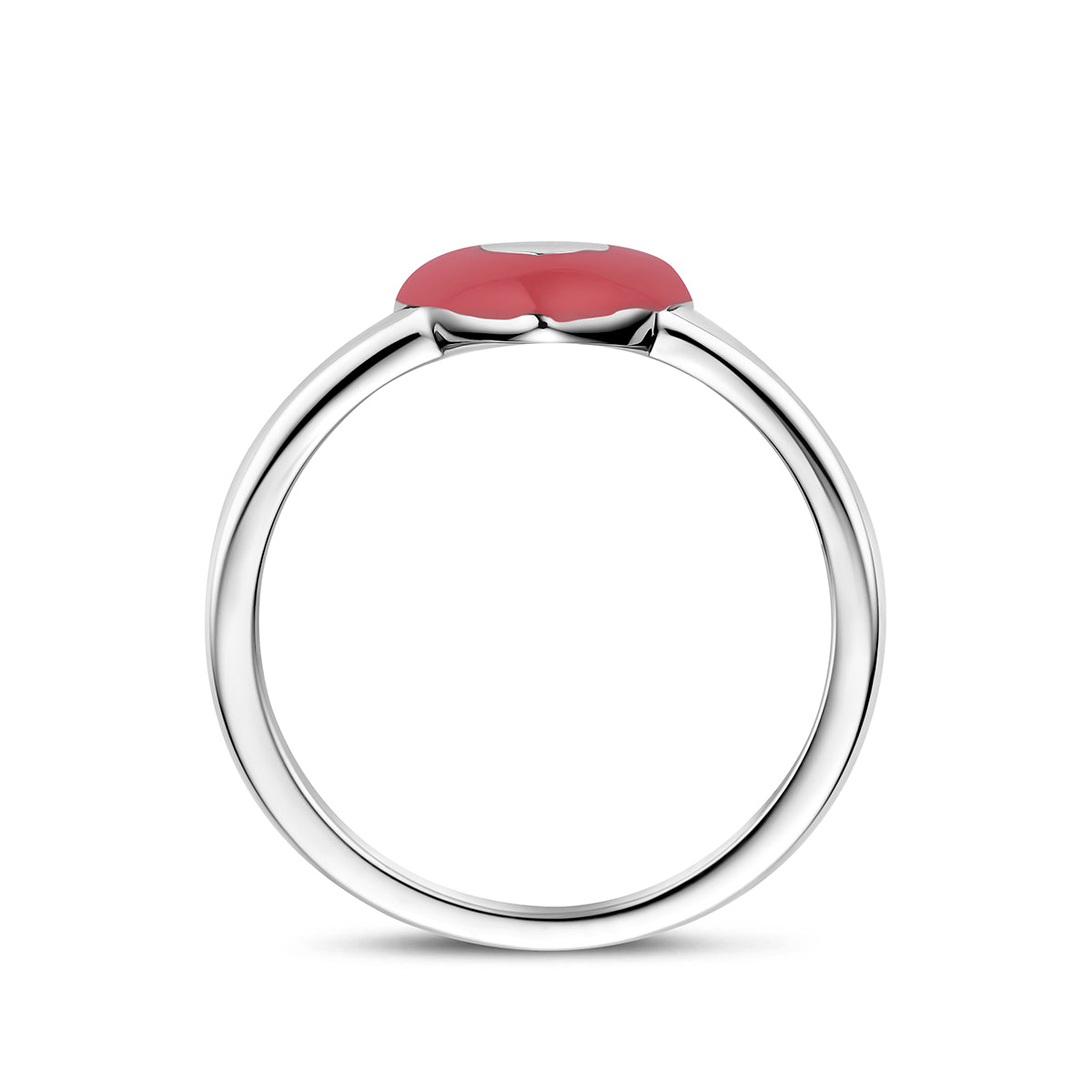 Ring emaille hartje zilver gerhodineerd
