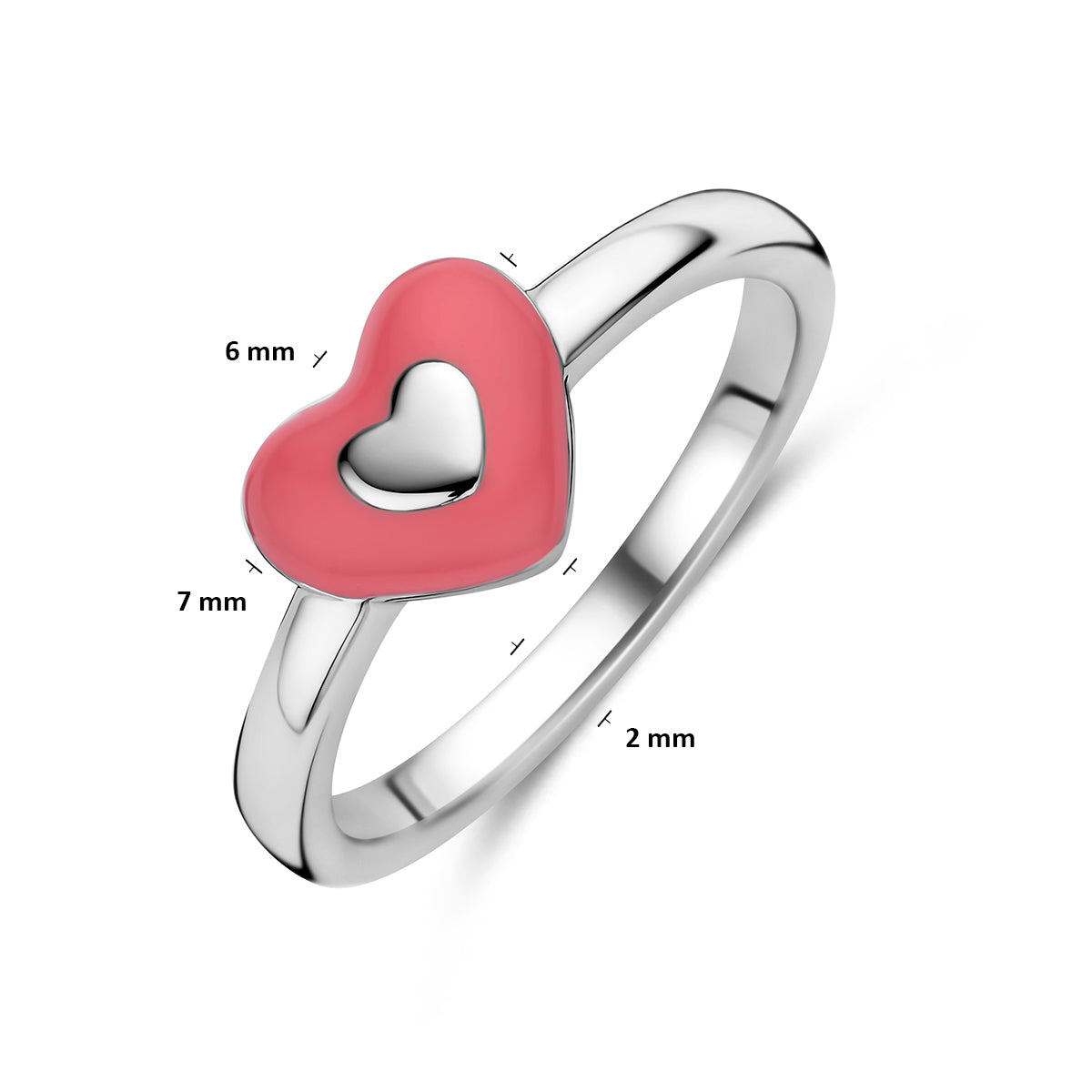 Ring emaille hartje zilver gerhodineerd