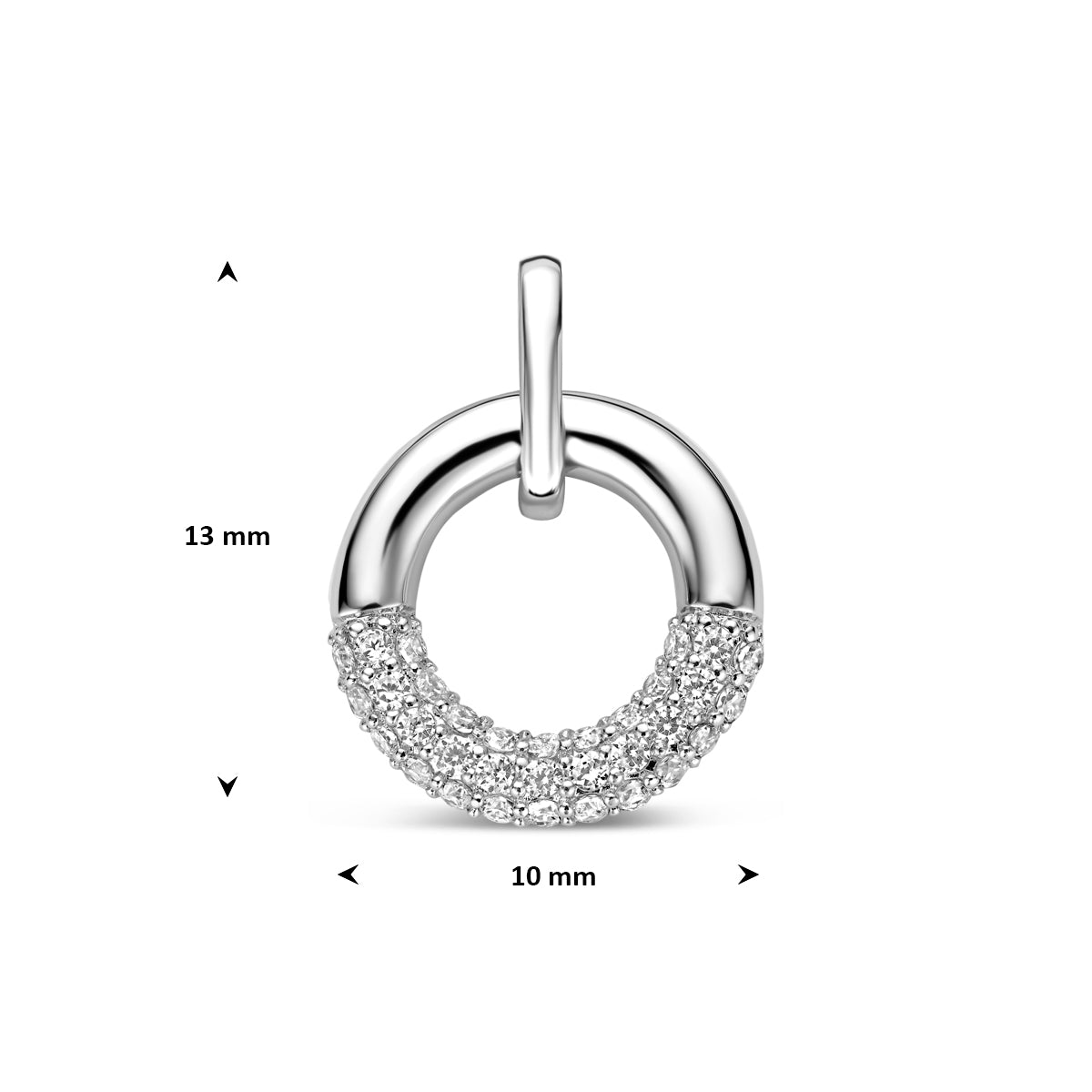 Hanger zirkonia zilver gerhodineerd 10 mm