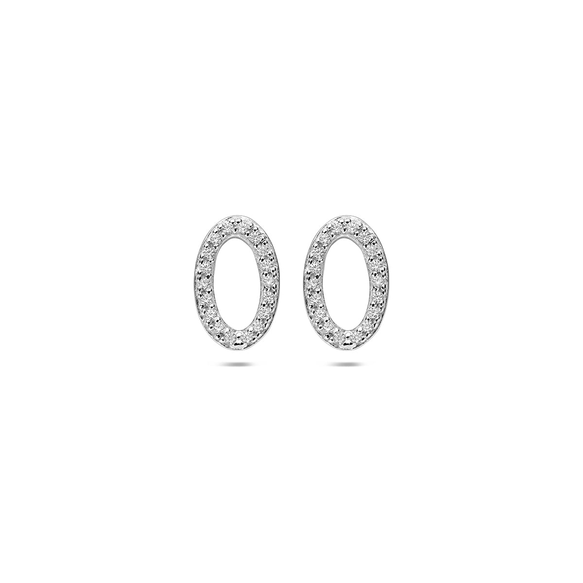Oorknoppen zirkonia zilver gerhodineerd 11 mm