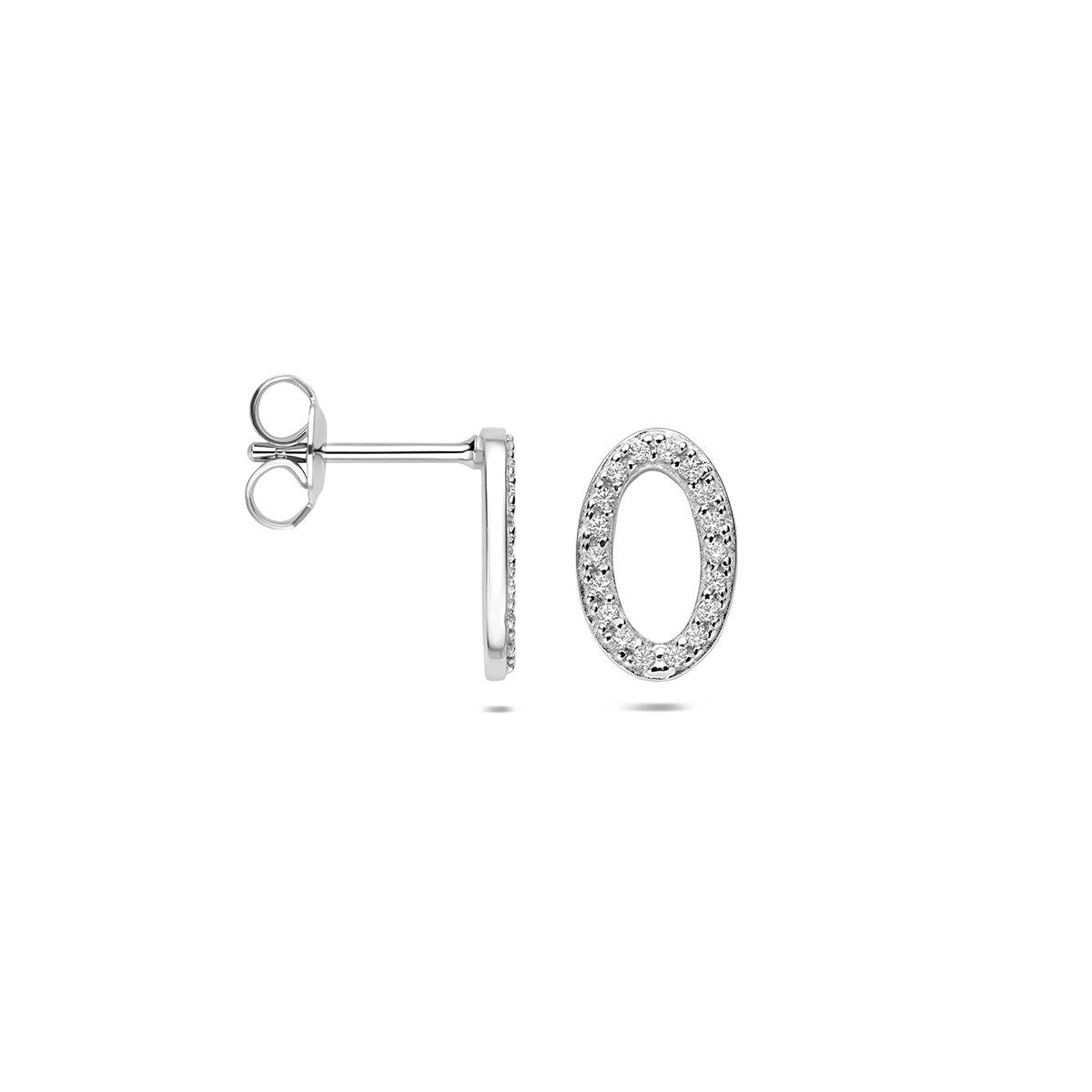 Oorknoppen zirkonia zilver gerhodineerd 11 mm