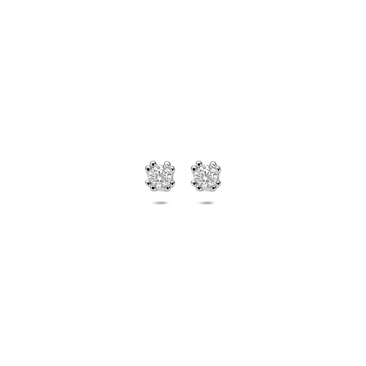 Oorknoppen zirkonia zilver gerhodineerd 4 mm wit