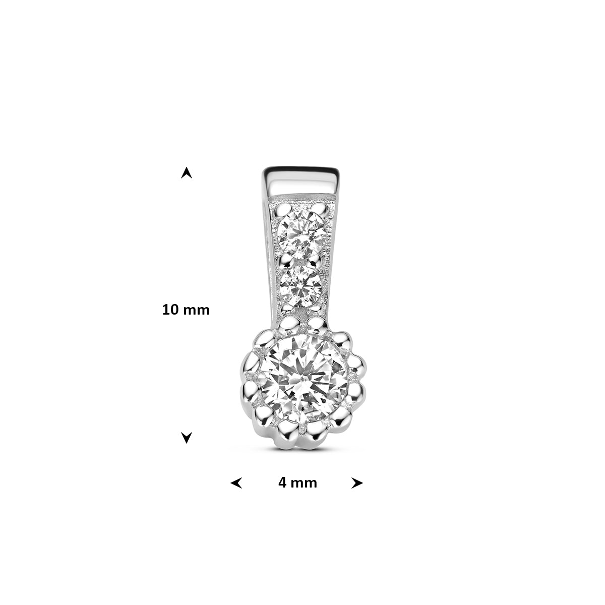 Hanger zirkonia zilver gerhodineerd 4 mm
