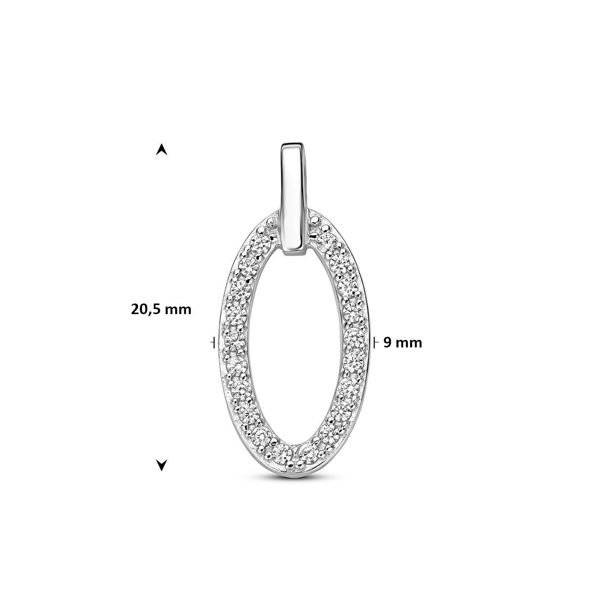 Hanger zirkonia zilver gerhodineerd 20,5 mm