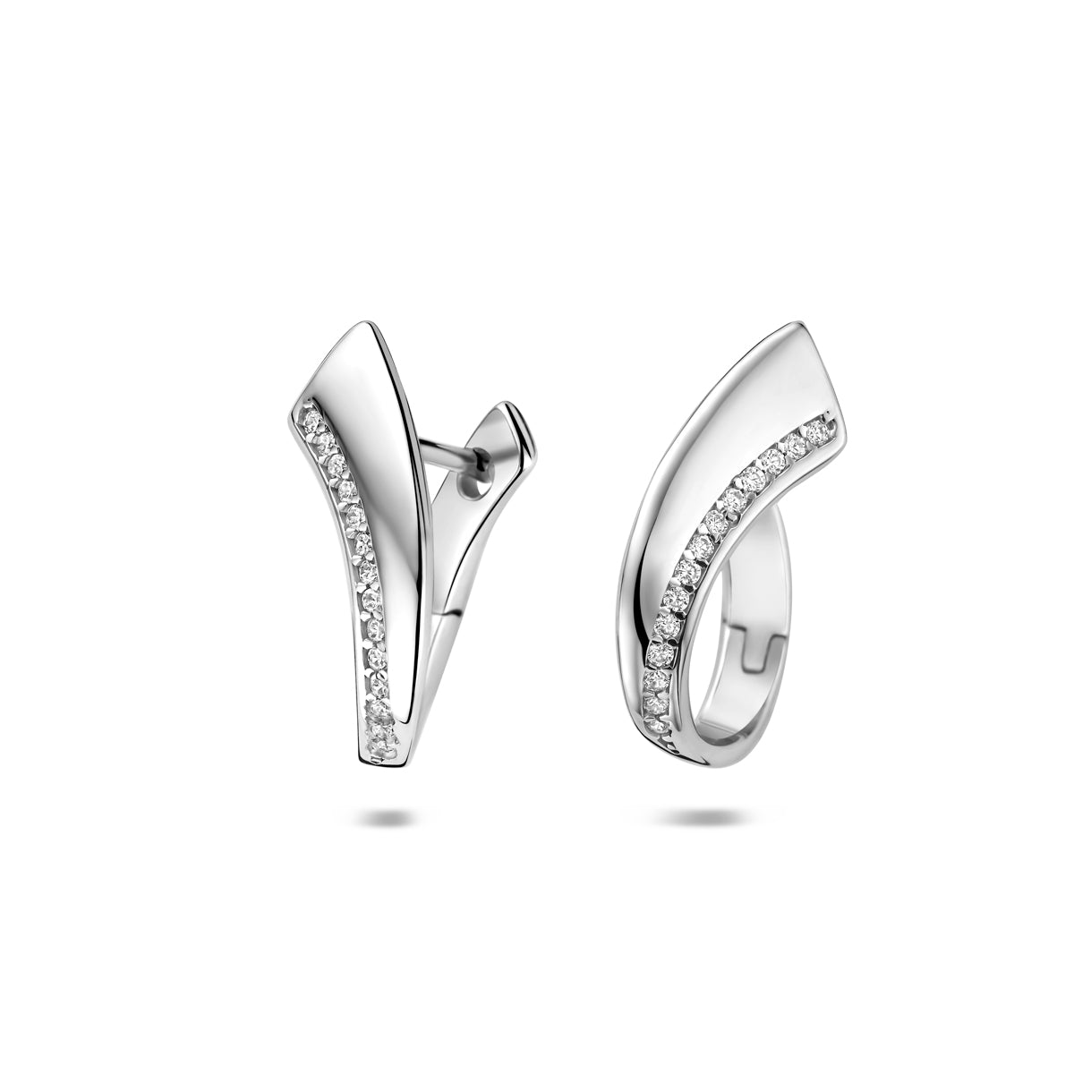 Klapoorringen zirkonia zilver gerhodineerd 19 mm