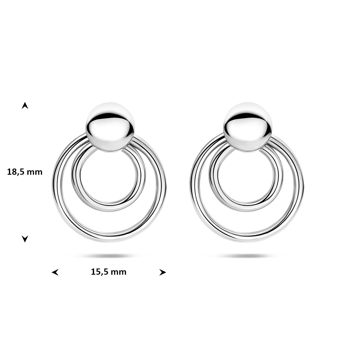 Oorhangers rond zilver gerhodineerd 18,5 mm