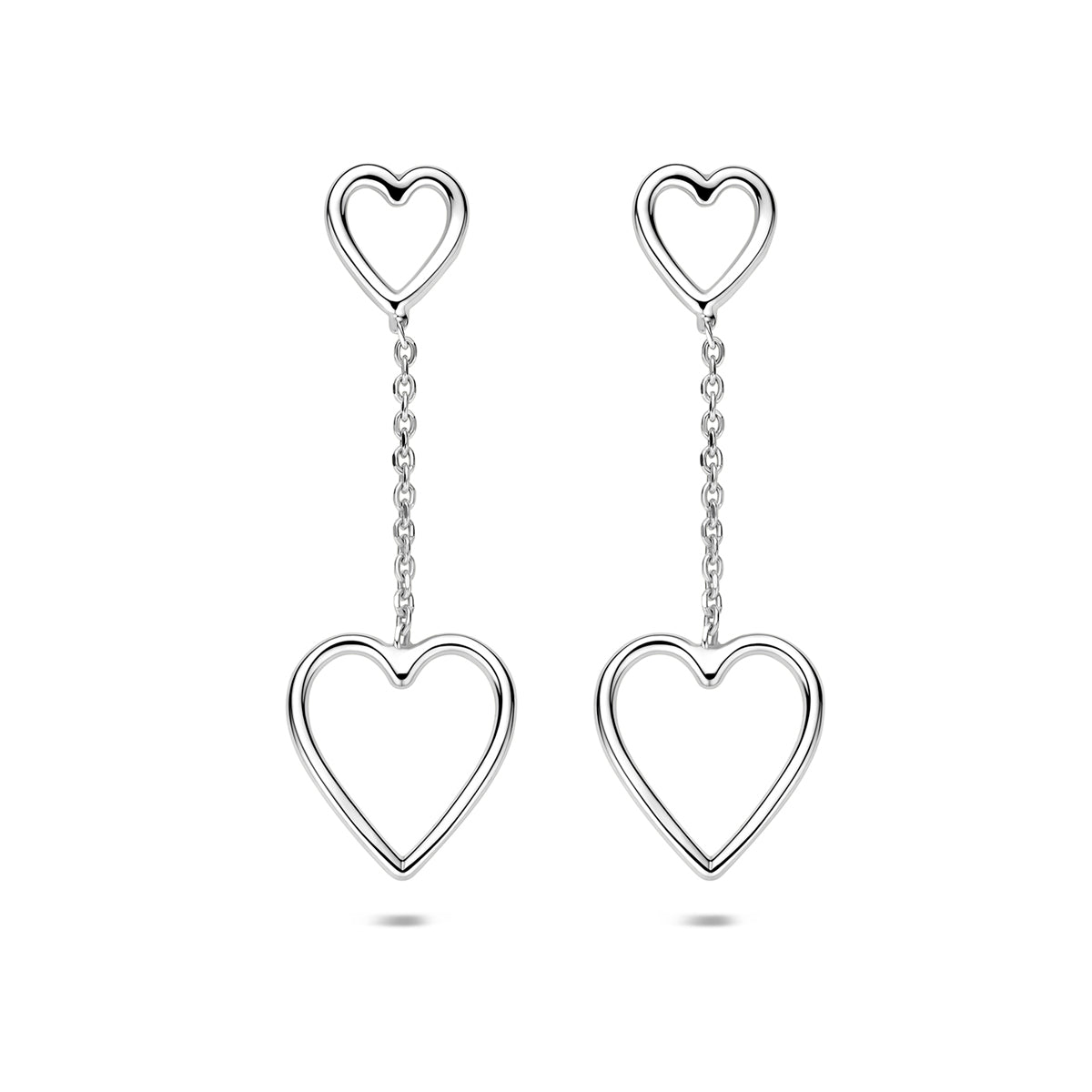 Oorbellen oorhnagers hartjes zilver gerhodineerd 35,5 mm