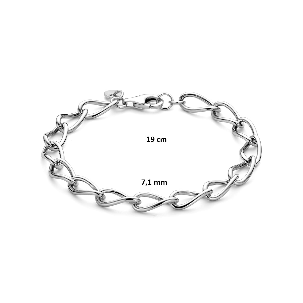 Armband 7,1 mm zilver gerhodineerd 19 cm