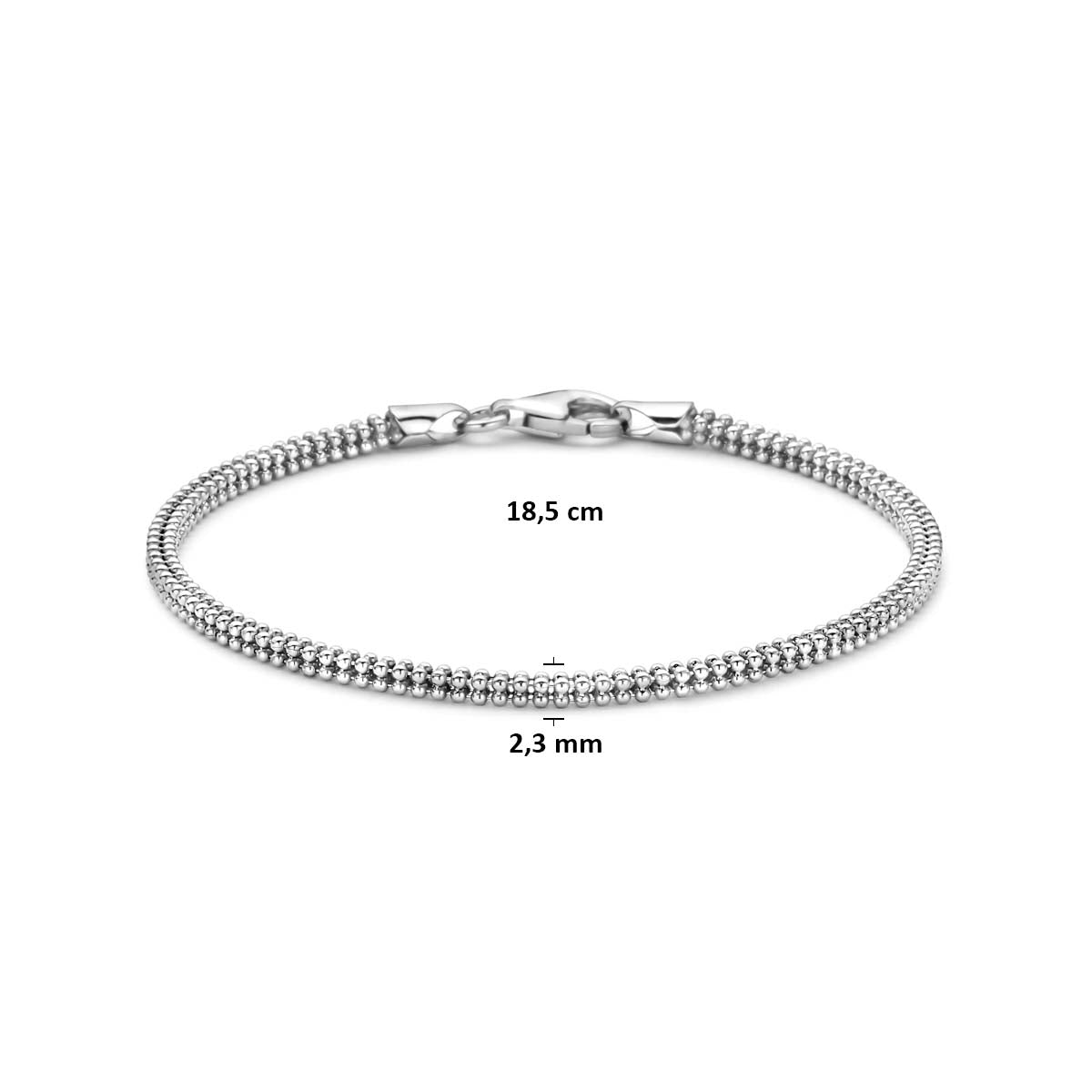 Armband 2,3 mm zilver gerhodineerd 18,5 cm
