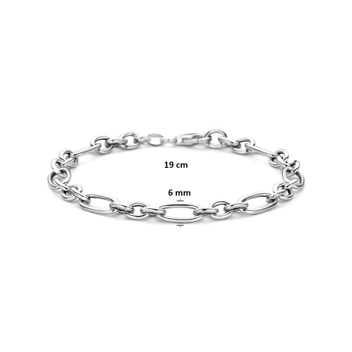 Armband 6 mm zilver gerhodineerd 19 cm
