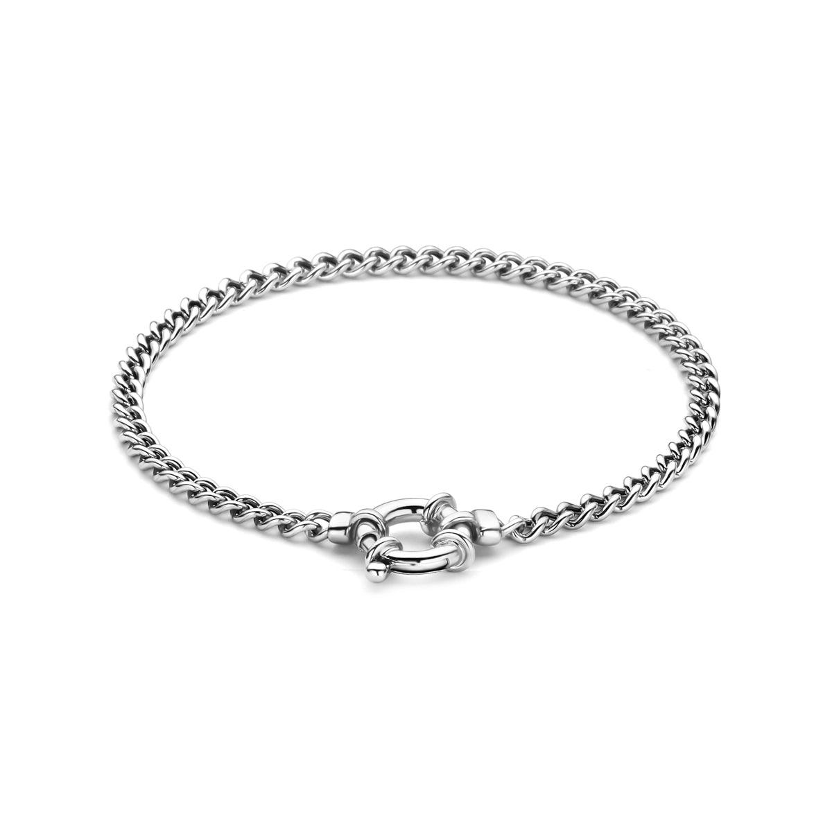 Armband groot veerslot 3,7 mm zilver gerhodineerd 19 cm