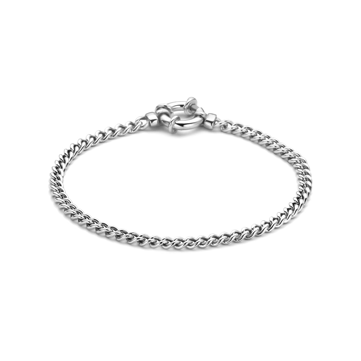 Armband groot veerslot 3,7 mm zilver gerhodineerd 19 cm