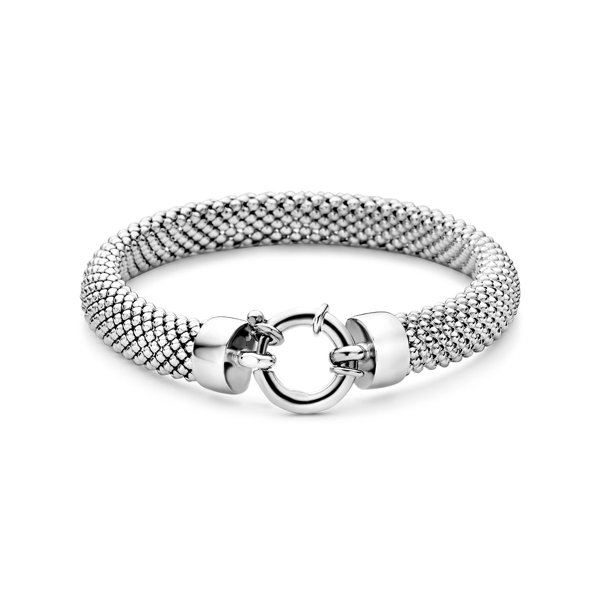 Armband met groot veerslot 8 mm zilver gerhodineerd 19 cm