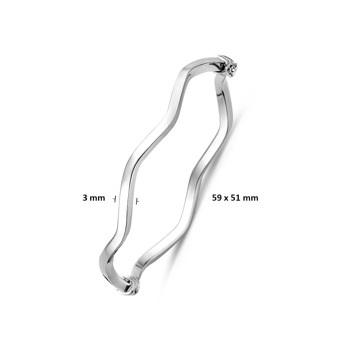 Bangle scharnier vlakke buis 3 mm zilver gerhodineerd 59 mm