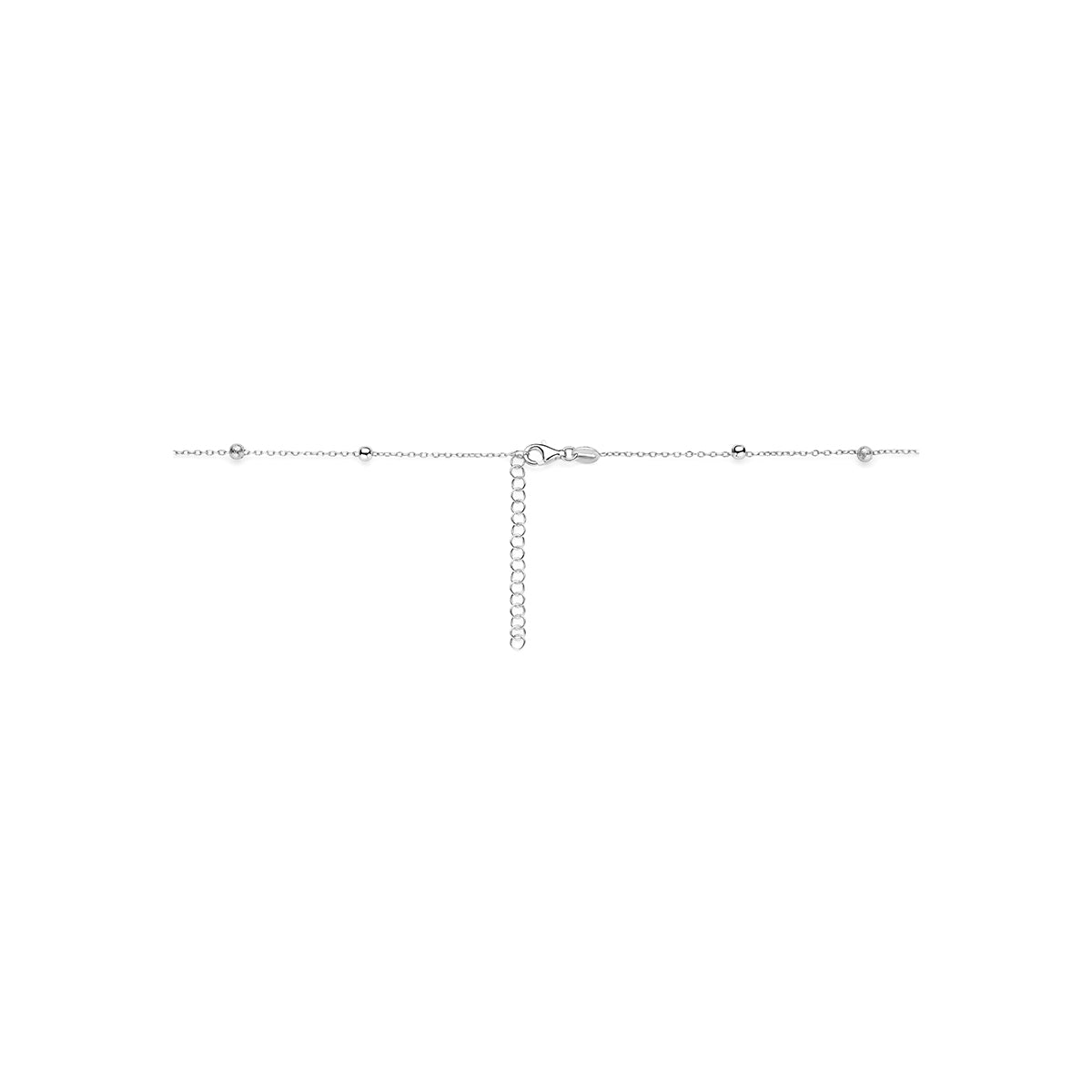 Collier bolletjes poli/mat zilver gerhodineerd 41 + 4 cm