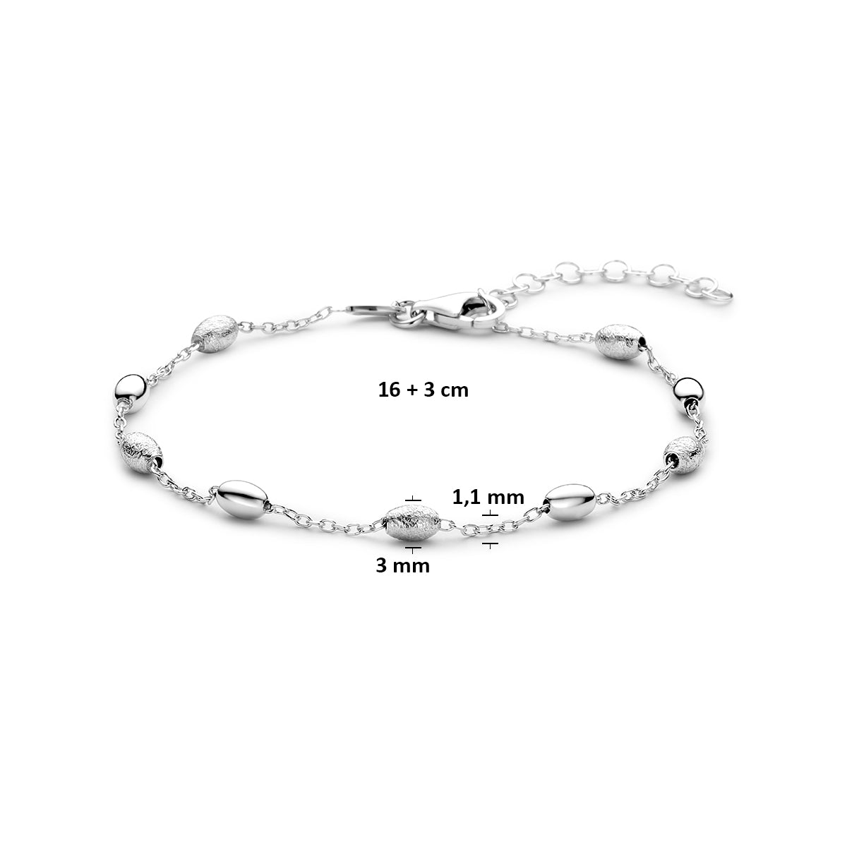 Armband zilver gerhodineerd 16 + 3 cm 1343532