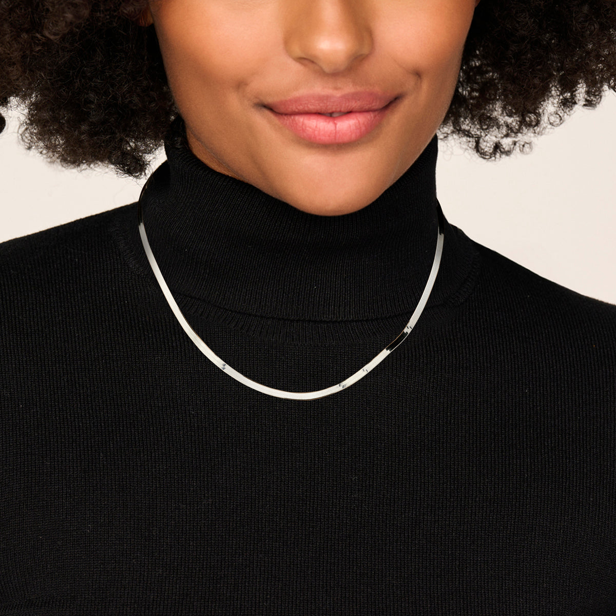 Collier slang plat 3,6 mm zilver gerhodineerd 45 cm
