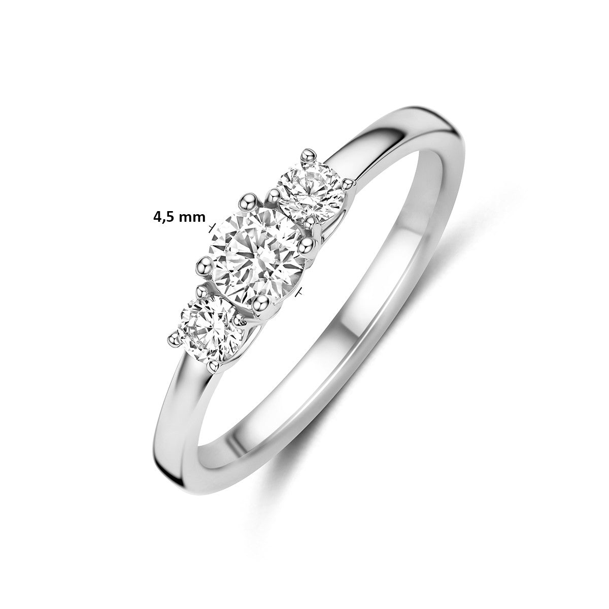 Ring zirkonia zilver gerhodineerd 4.5 mm