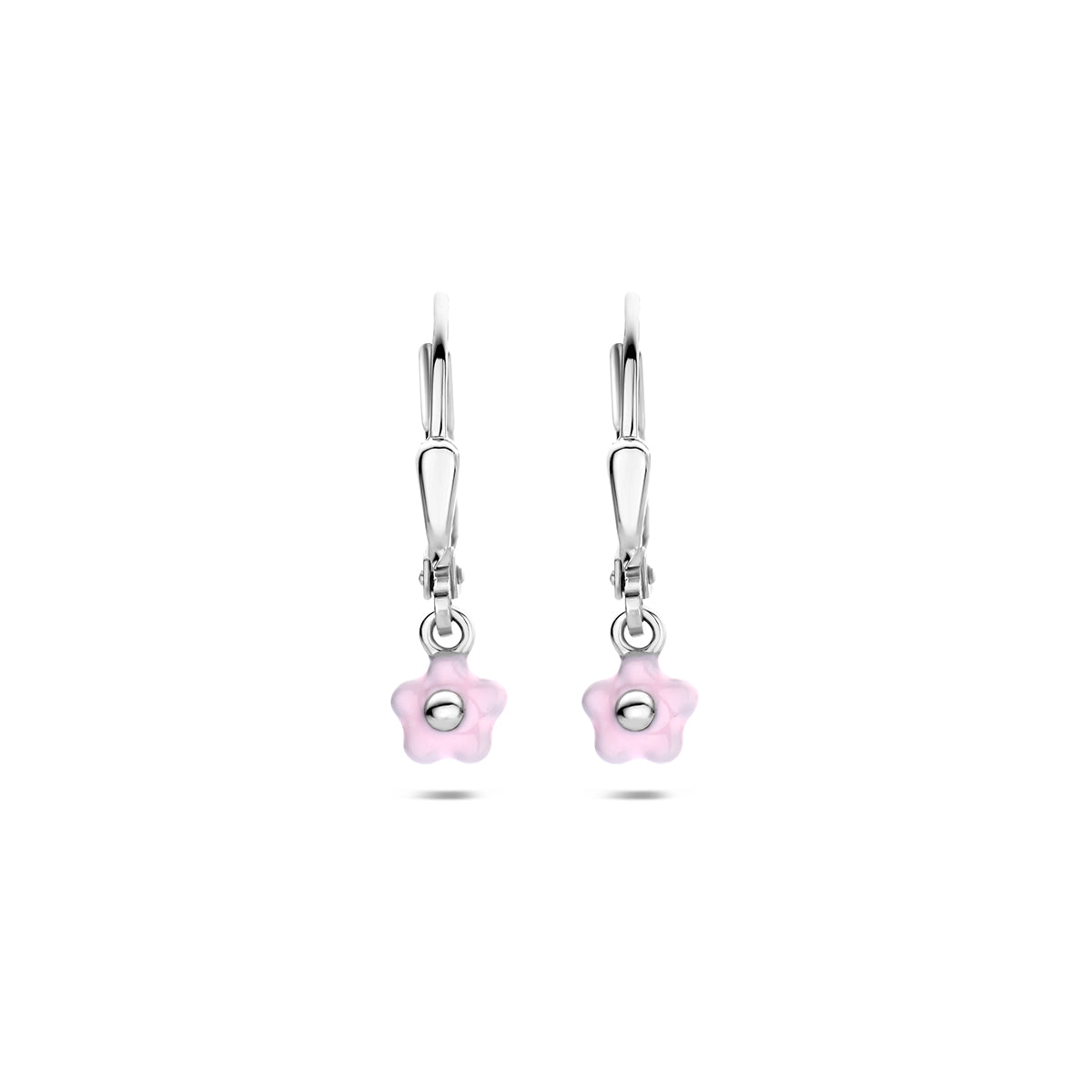 Fantasy Collection Oorhangers emaille bloem brisur haak zilver gerhodineerd 20,5 mm - afbeelding 3