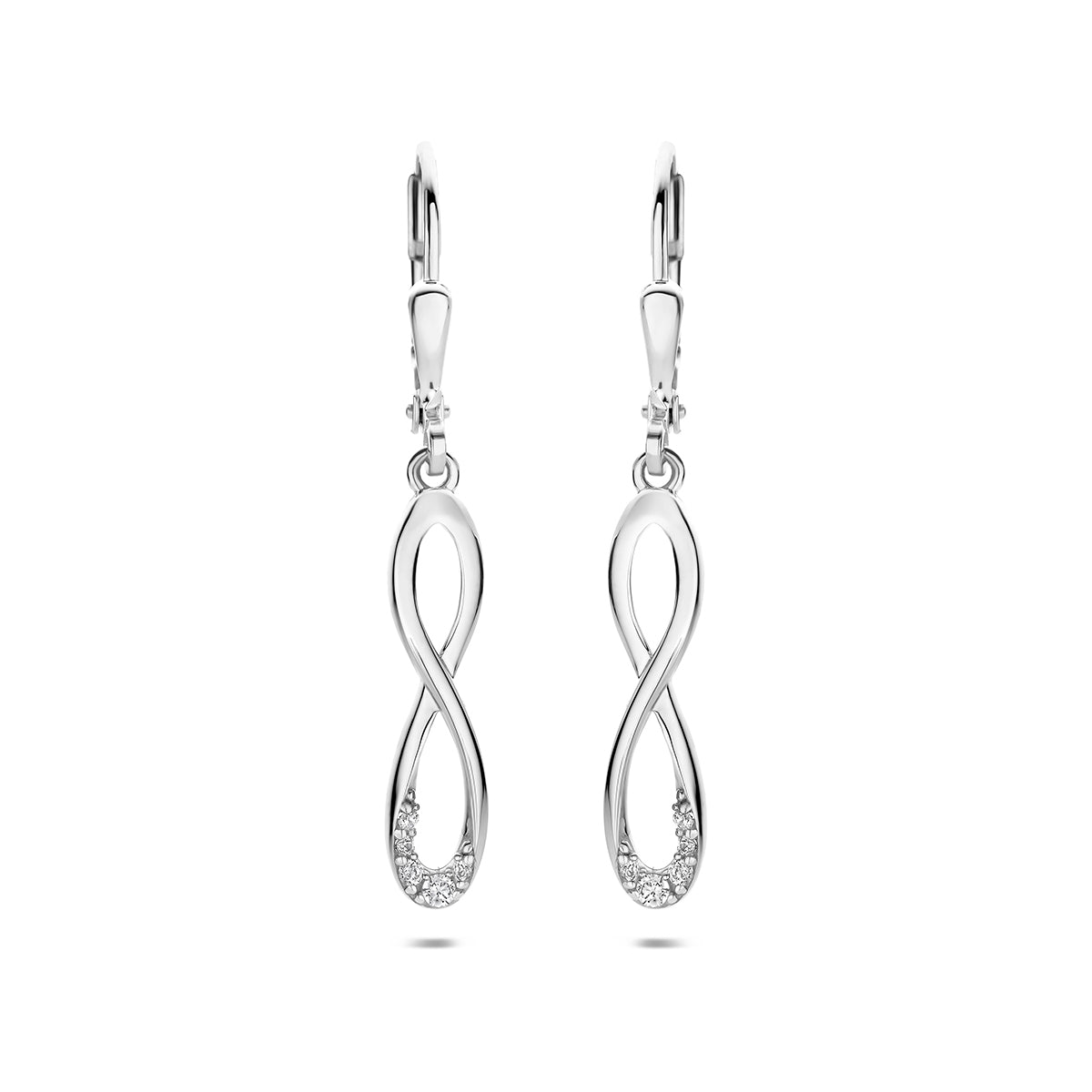 Fantasy Collection Oorhangers infinity zirkonia brisur haak zilver gerhodineerd 34,5 mm - afbeelding 3