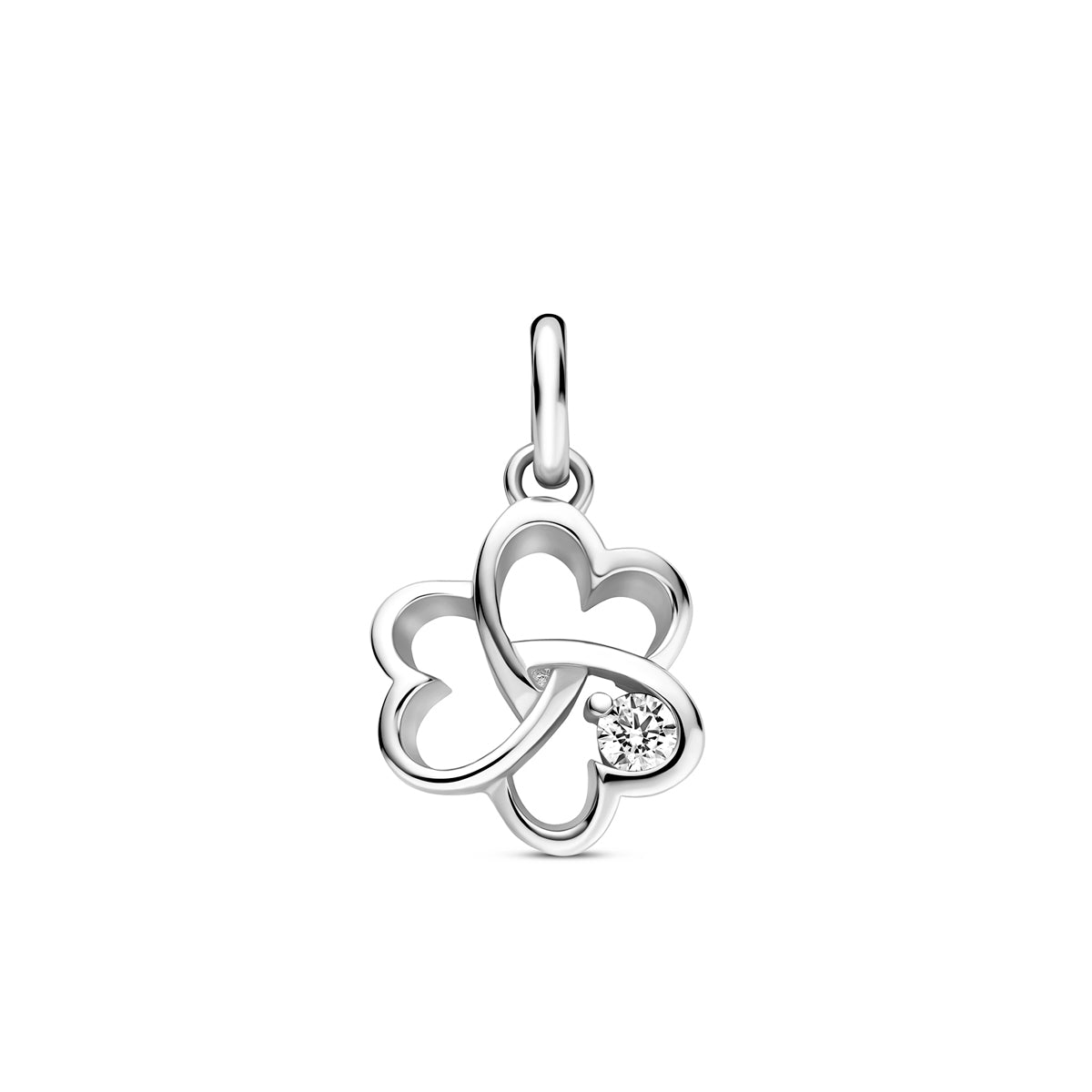 Fantasy Collection Hanger klavertje zirkonia zilver gerhodineerd 11 mm