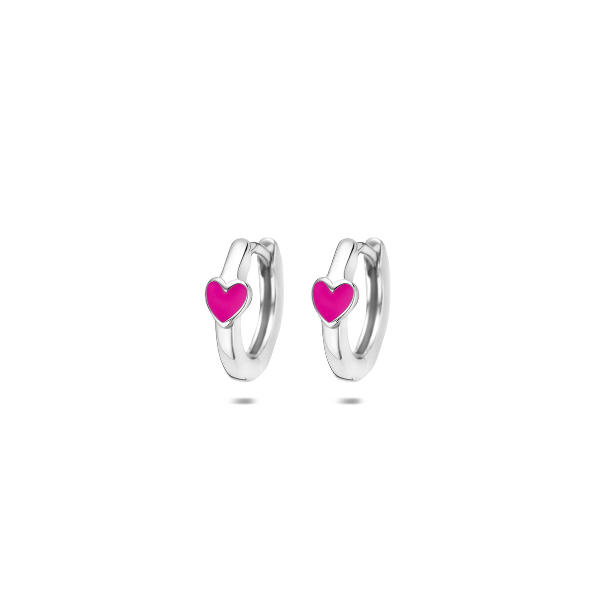 Fantasy Collection Klapoorringen emaille hartje zilver gerhodineerd 11,5 mm