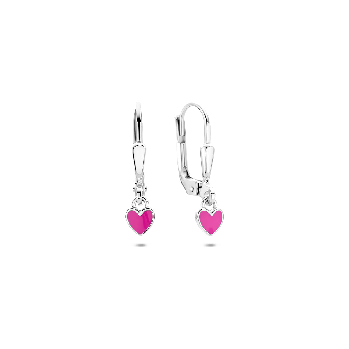 Fantasy Collection Oorhangers emaille hartje brisur haak zilver gerhodineerd 18,5 mm
