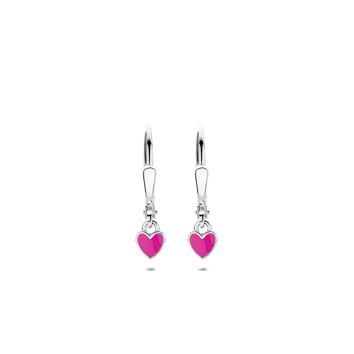 Fantasy Collection Oorhangers emaille hartje brisur haak zilver gerhodineerd 18,5 mm - afbeelding 3