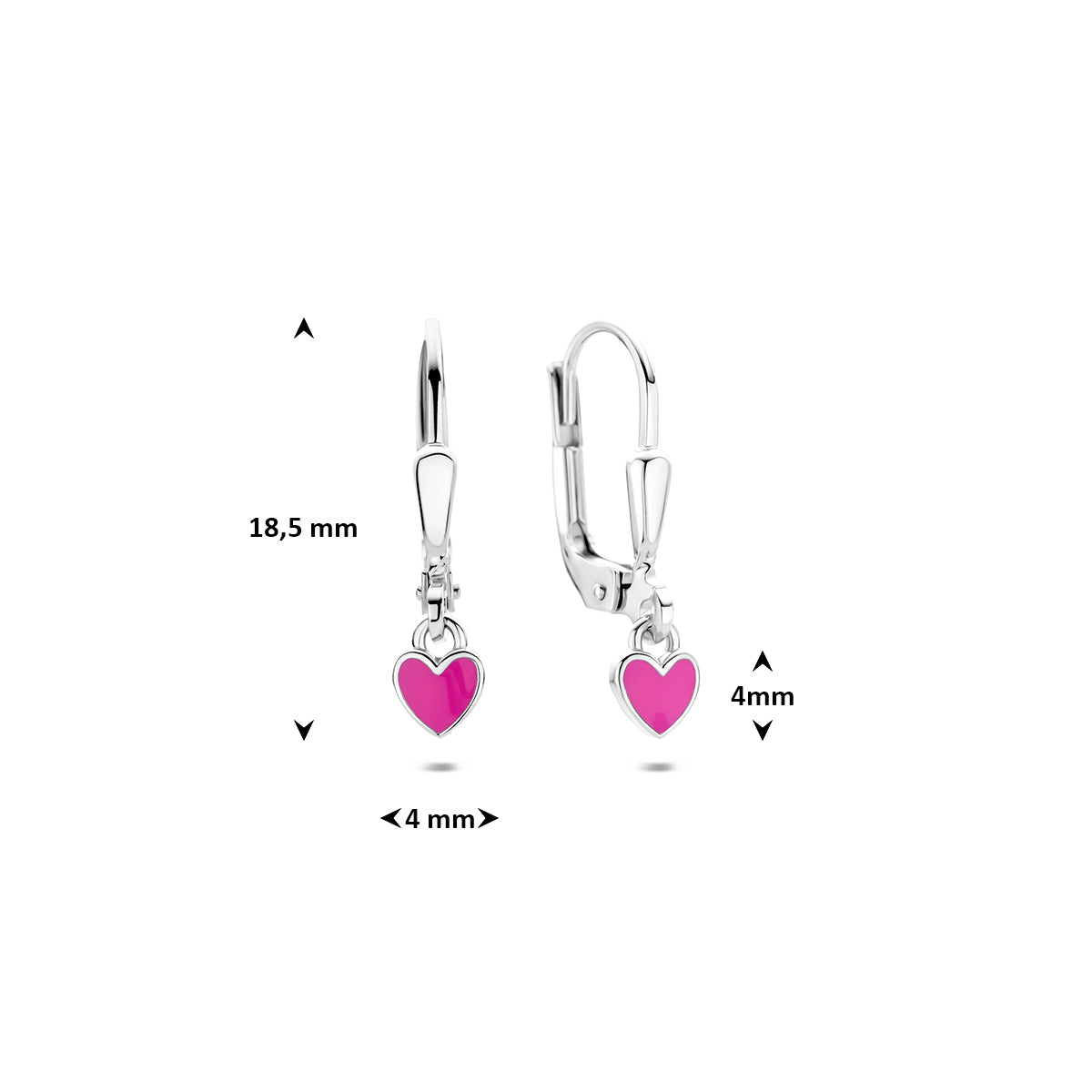 Fantasy Collection Oorhangers emaille hartje brisur haak zilver gerhodineerd 18,5 mm - afbeelding 4