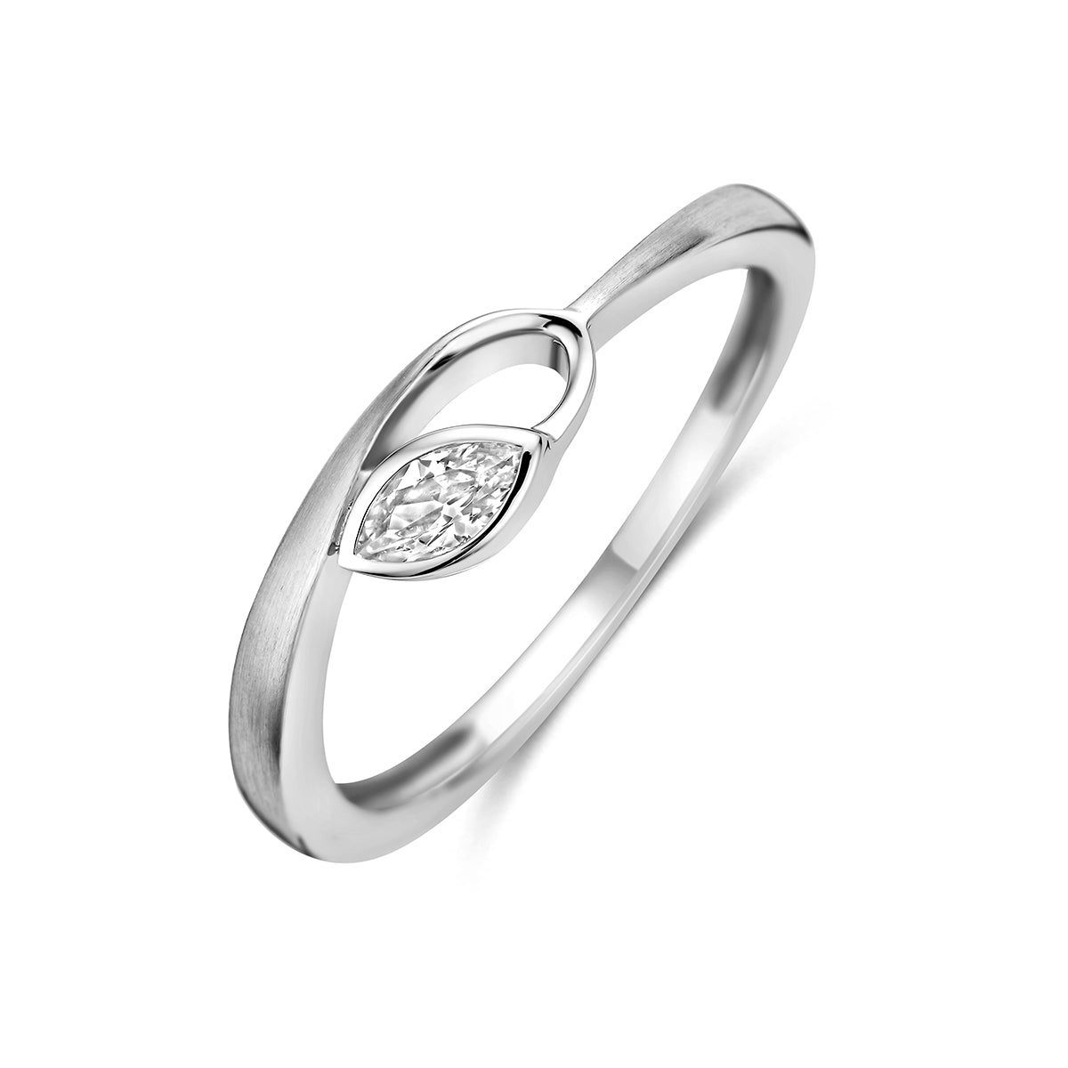 Fantasy Collection Ring zirkonia poli/mat zilver gerhodineerd