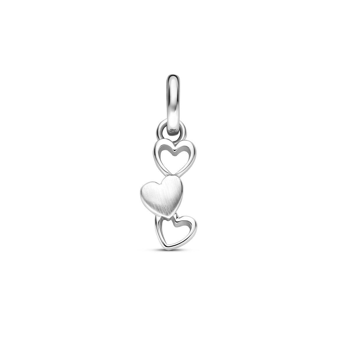 Fantasy Collection Hanger hartjes poli/mat zilver gerhodineerd 10 mm
