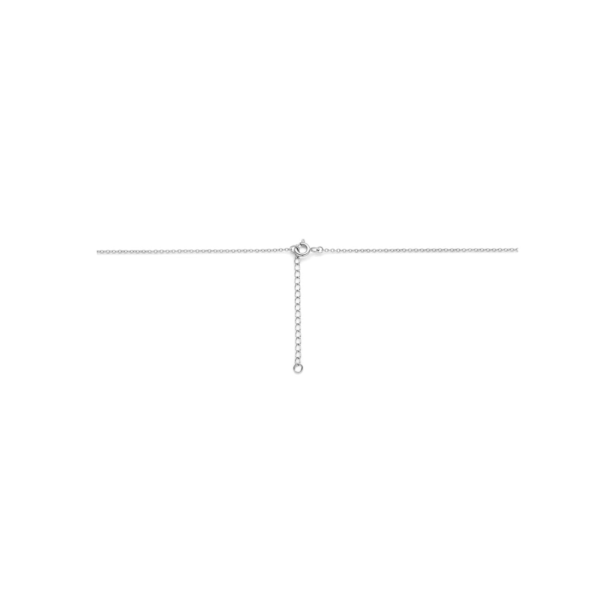 Collier hartjes roze emaille zilver gerhodineerd 36 + 4 cm