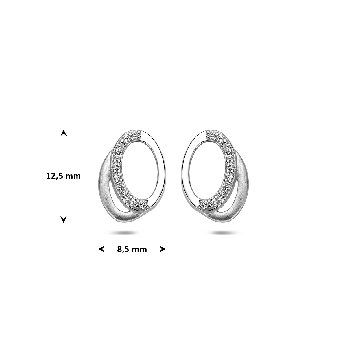 Fantasy Collection Oorknoppen zirkonia poli/mat zilver gerhodineerd 12,5 mm - afbeelding 4