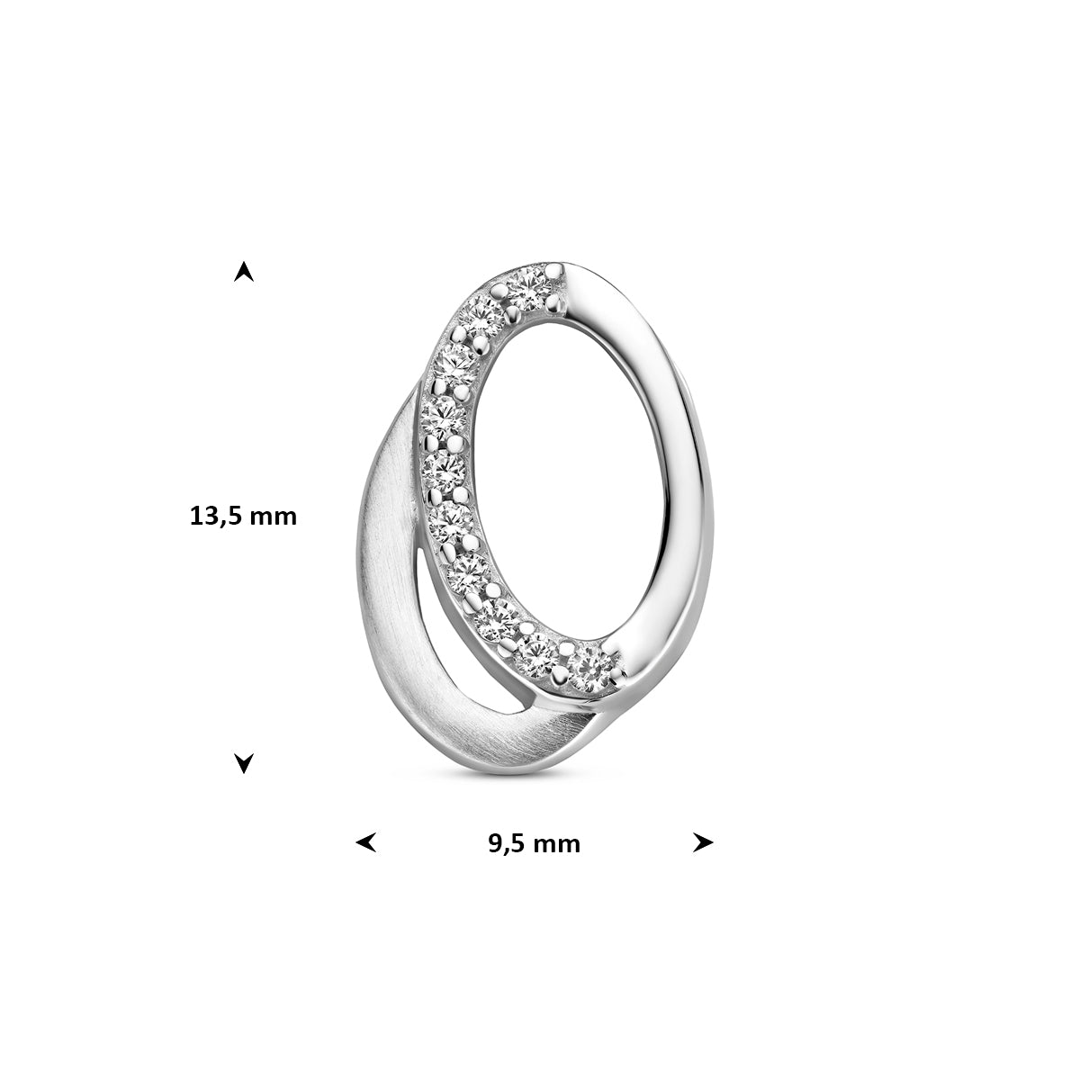 Fantasy Collection Hanger zirkonia poli/mat zilver gerhodineerd 13,5 mm - afbeelding 4