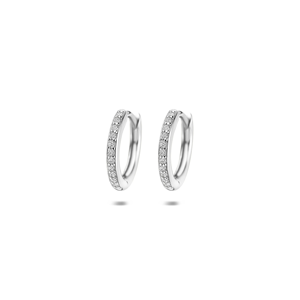 Fantasy Collection Klapoorringen zirkonia zilver gerhodineerd 12,5 mm