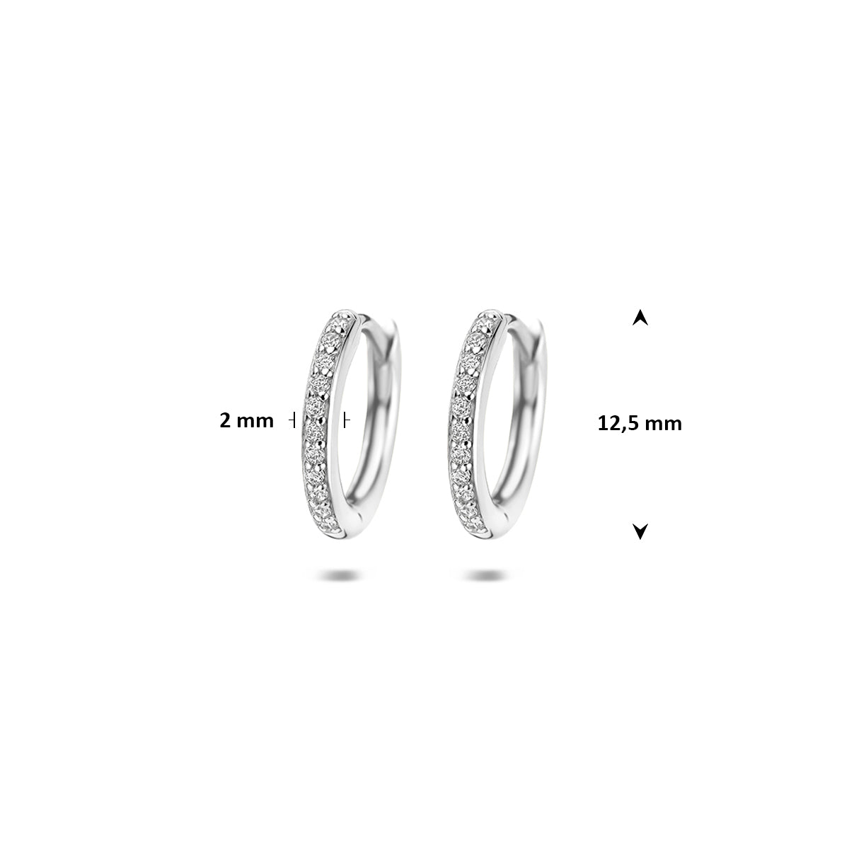 Fantasy Collection Klapoorringen zirkonia zilver gerhodineerd 12,5 mm - afbeelding 4