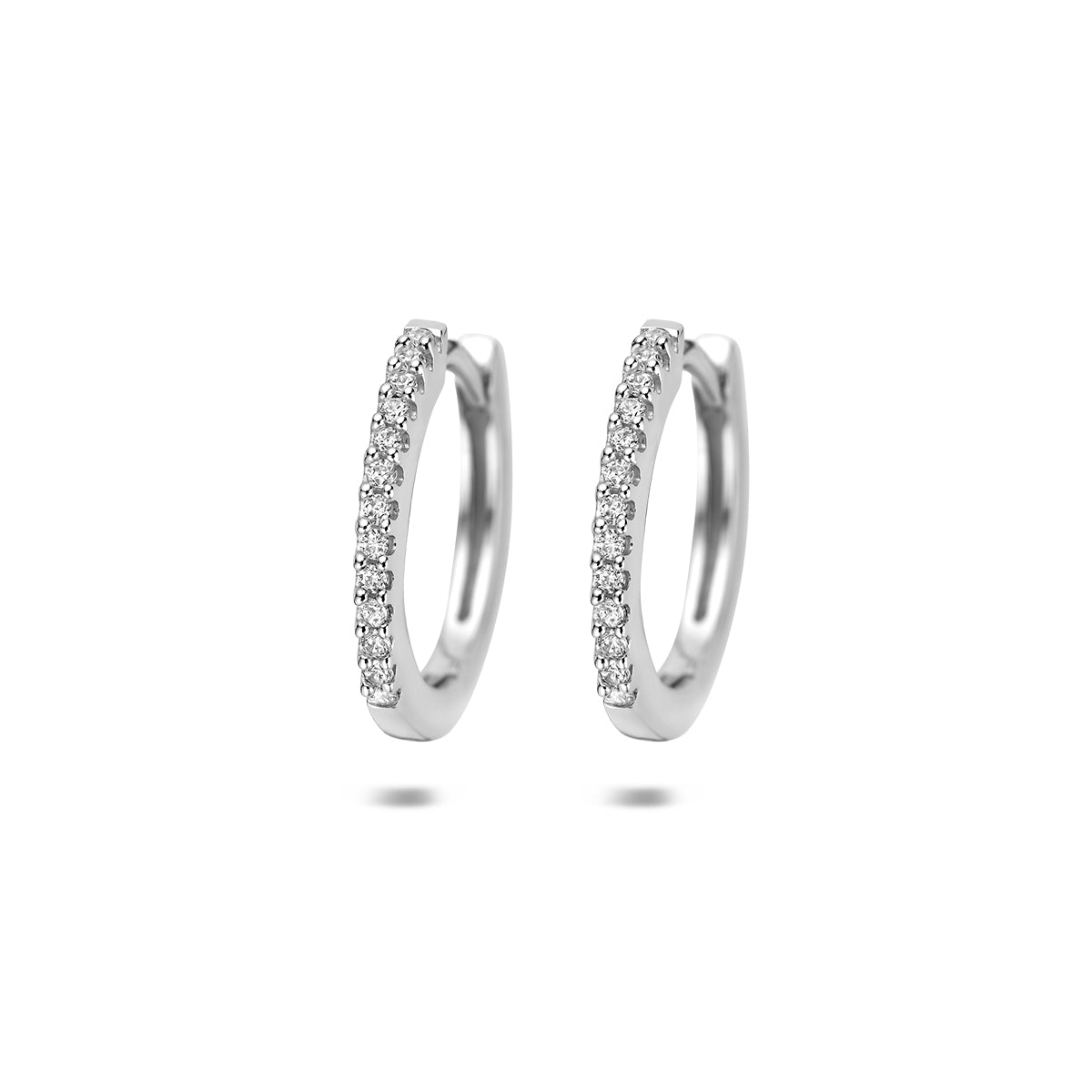 Fantasy Collection Klapoorringen zirkonia zilver gerhodineerd 15 mm