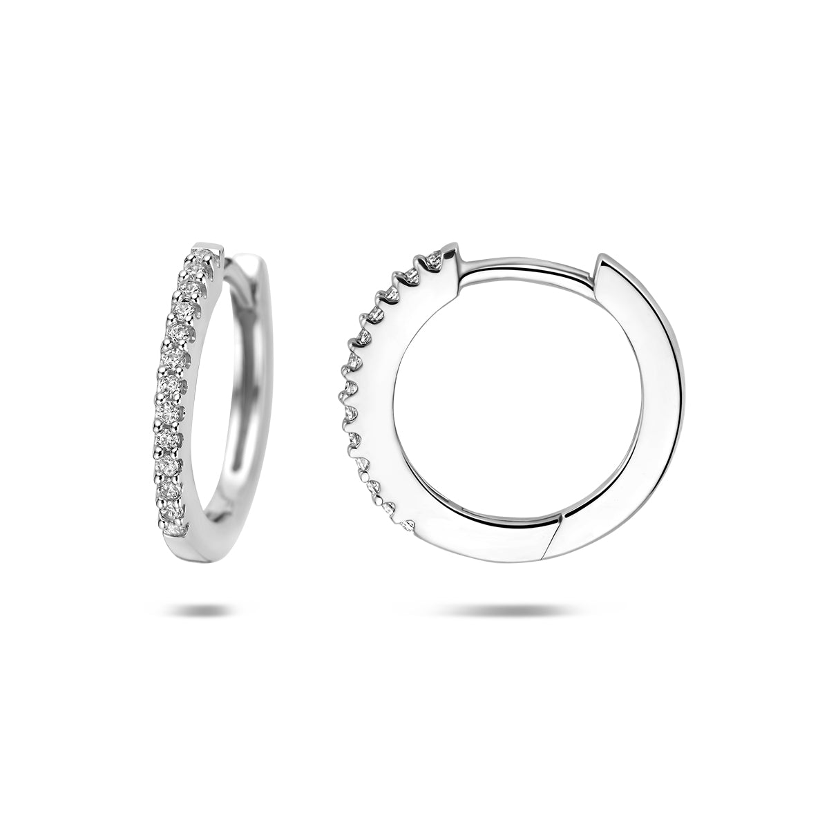 Fantasy Collection Klapoorringen zirkonia zilver gerhodineerd 15 mm - afbeelding 3