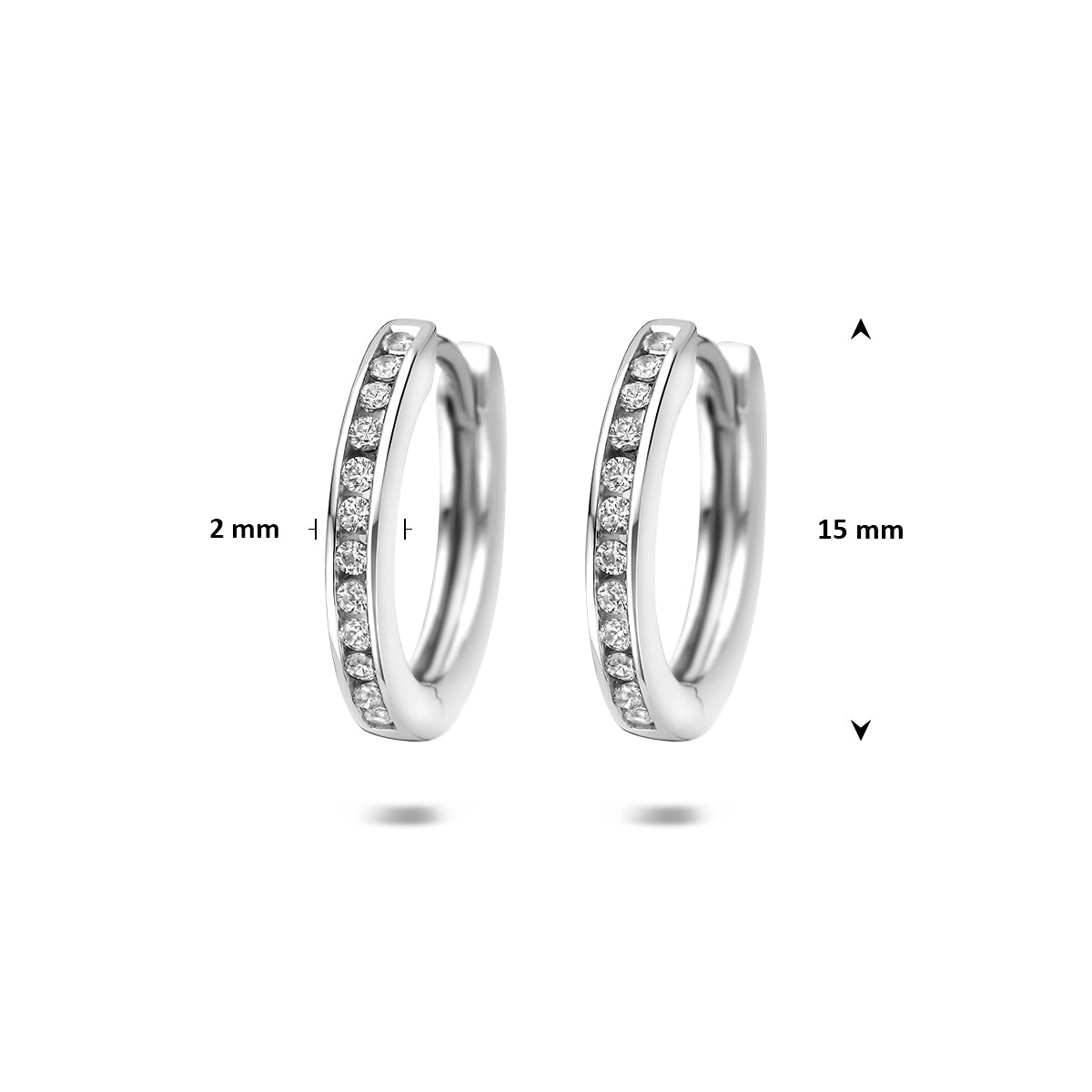 Fantasy Collection Klapoorringen zirkonia zilver gerhodineerd 15 mm - afbeelding 4