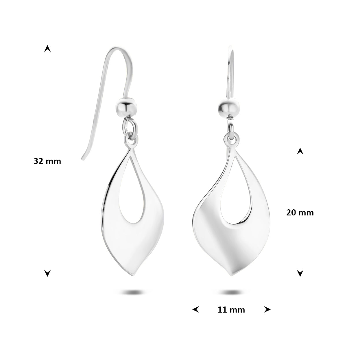 Fantasy Collection Oorhangers franse haak zilver gerhodineerd 20 mm - afbeelding 4