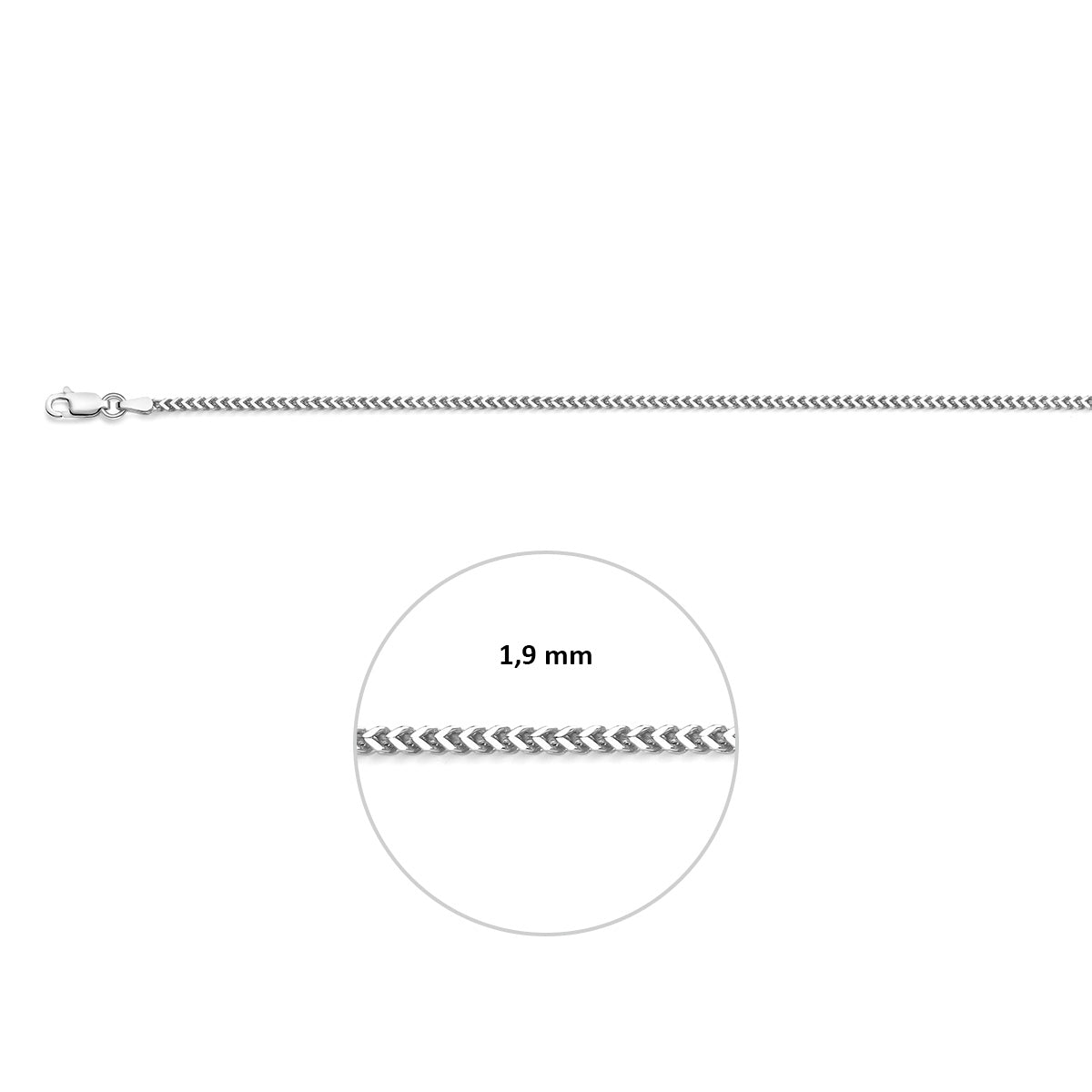 Ketting gourmette zilver gerhodineerd 1,9 mm