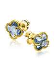 Zinzi 9mm gold plated zilveren oorstekers in klaver vorm met lichtblauwe kleursteen ZIO2662B - PansiteNederland.nl