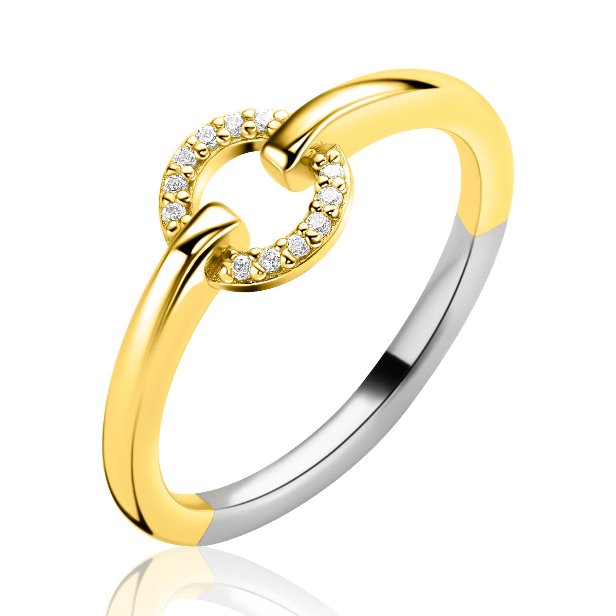 ZINZI Verguld Zilveren Ring met Witte Zirkonia - ZIR2809