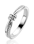 ZINZI zilveren multi-look ring (4mm breed) met knoop, bezet met witte zirkonia's ZIR2680 - PansiteNederland.nl