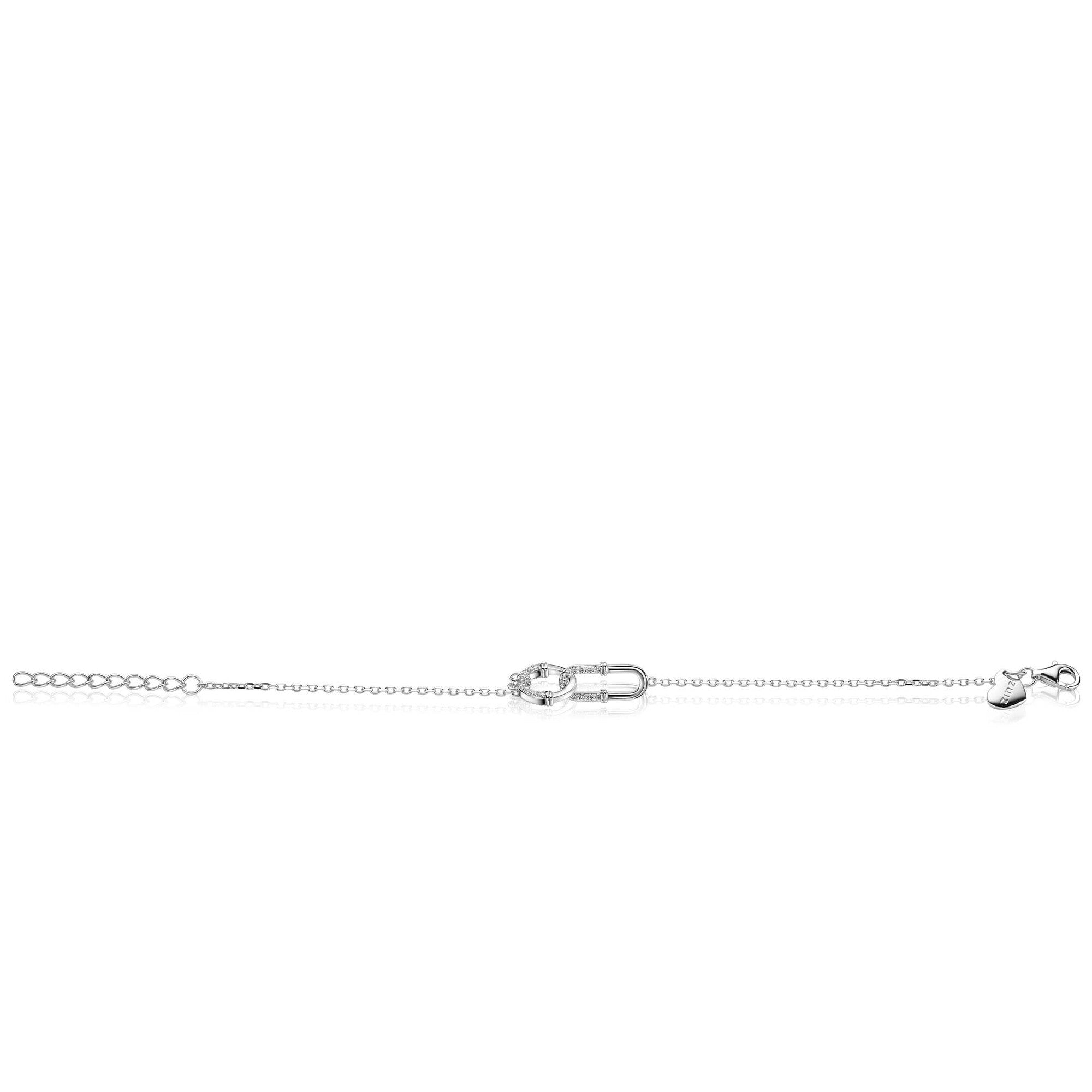 ZINZI Zilveren Armband 16,5 - 19,5 cm wit - ZIA2810