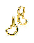 ZINZI gold plated zilveren oorbedels open hartvorm 14mm ZICH2718G (zonder oorringen) - PansiteNederland.nl