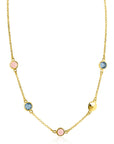 ZINZI Gold Plated Zilveren Ketting met Rondjes en Kleurstenen 40-45cm ZIC2715G
