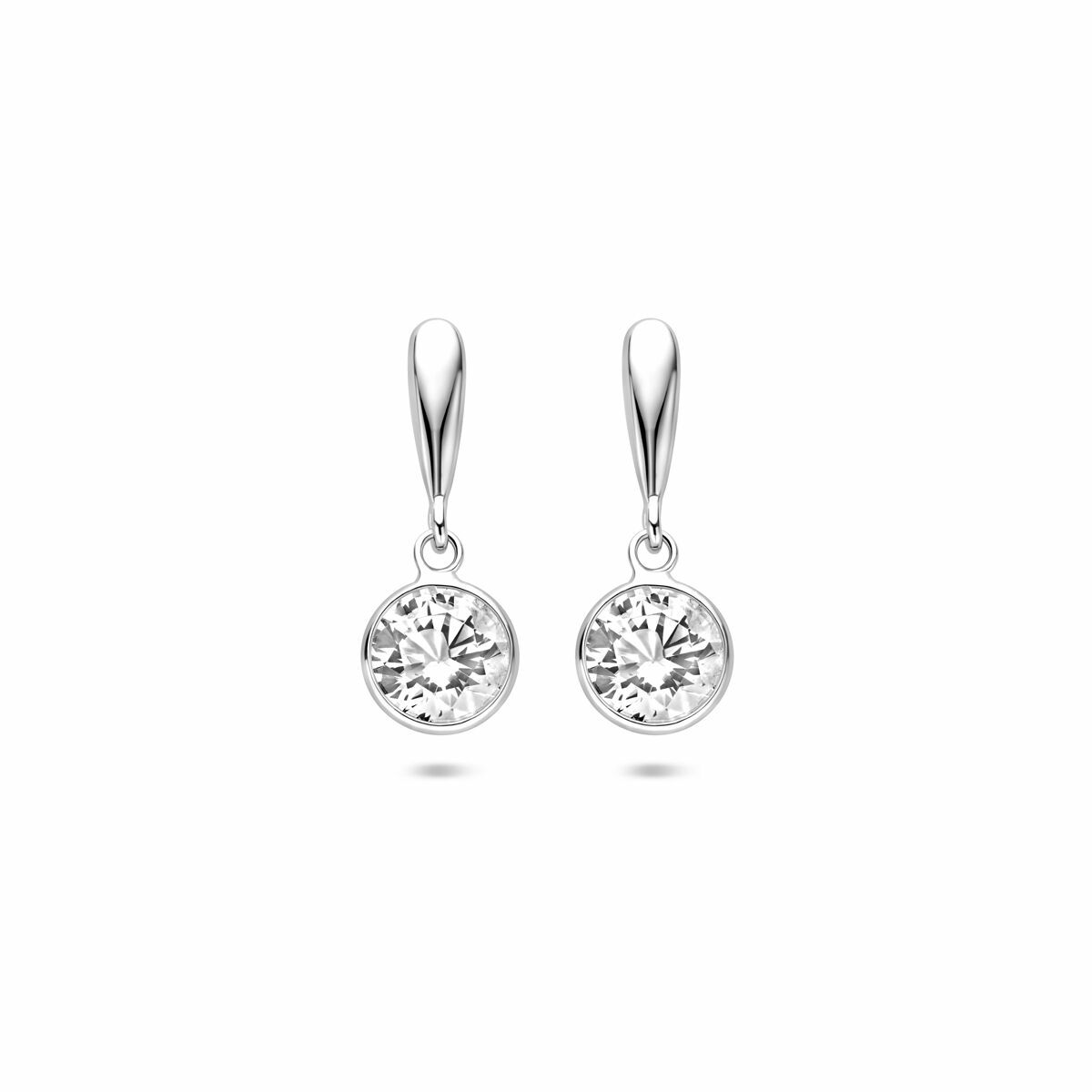 Zilveren gerhodineerde oorhangers zirkonia 18 mm - 1341724