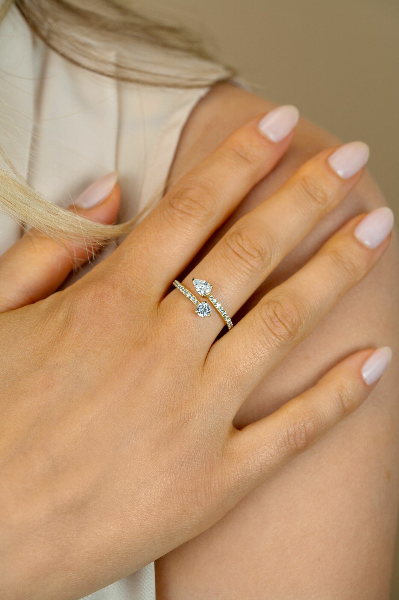 ZINZI gold plated zilveren multi-look ring met druppel- en ronde zetting ZIR2726Y - PansiteNederland.nl